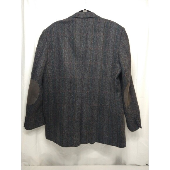 VTG Haggar Blazer 46L Wool Herringbone Tweed Elbow Patch Sport Coat Made in USA - Picture 2 of 16
